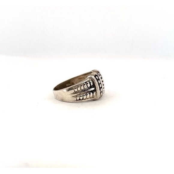 Estate Sterling Silver 925 Wide Band Ring, Bold Textured Design, Size 8.5, 4.7g - Picture 3 of 11